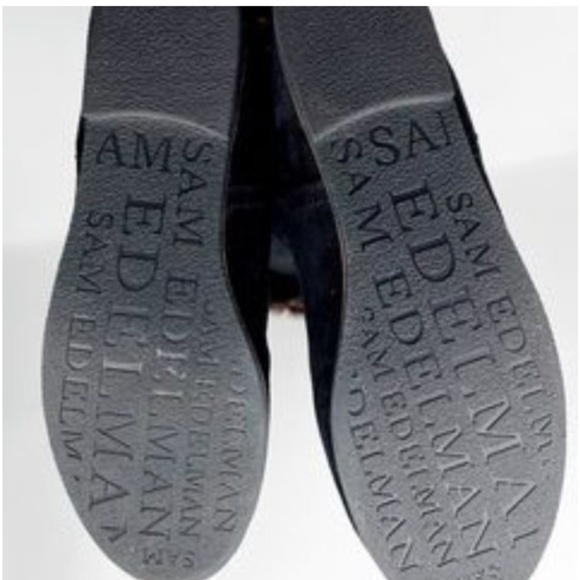 Exc 8.5 Sam Edelman Boots Black Suede Orlando Faux Fur Cuff Over the Knee $380 - Picture 5 of 8